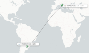 aereo sopra la mappa di roma e buenos aires