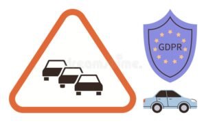 auto su strada con simbolo di protezione