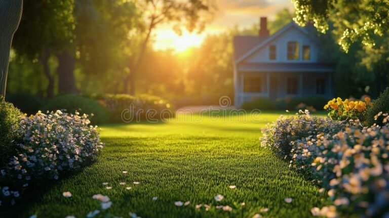 Come Realizzare Nella Casa Dei Tuoi Sogni Una Vita Perfetta 23 casa accogliente con giardino sereno al tramonto