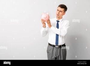 cliente preoccupato con banca sullo sfondo