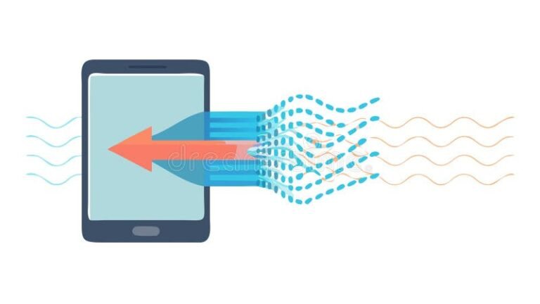 due smartphone con freccia di trasferimento dati