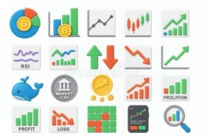grafico azionario con simboli mercati finanziari