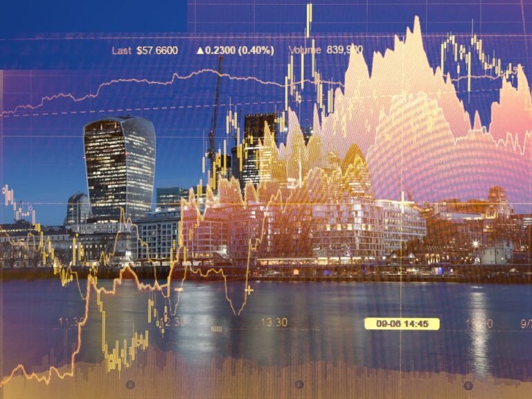 grafico azionario con skyline di milano