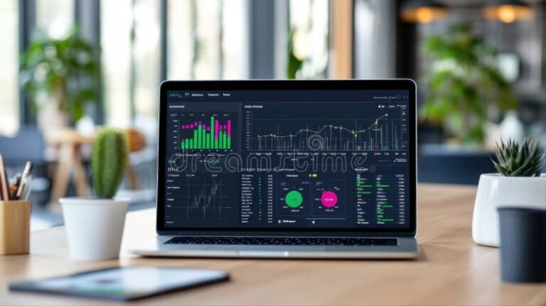 grafico finanziario digitale luminoso su schermo computer