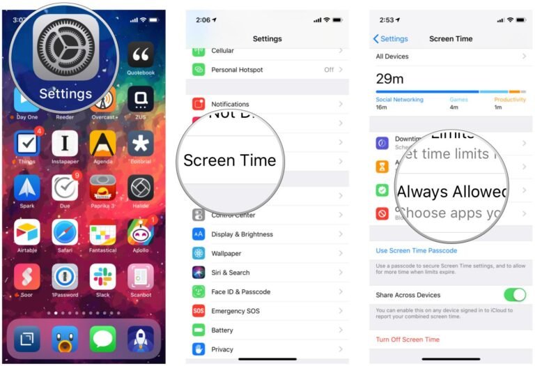 iphone con schermo tempo di utilizzo aperto