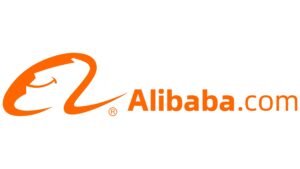 logo alibaba con simboli di commercio online