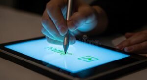 mano che firma su dispositivo tablet digitale
