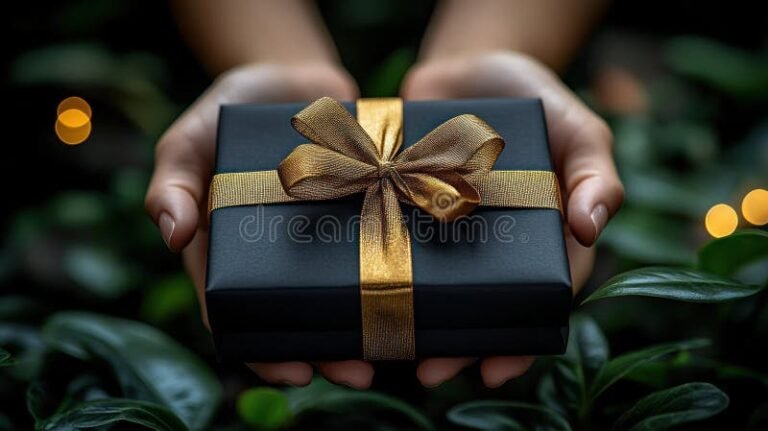 mano che offre scatola regalo elegante