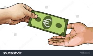 mano che riceve simbolo euro contante