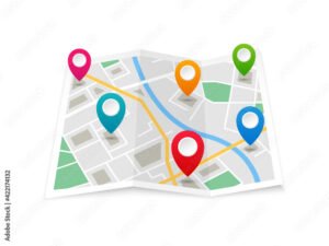 mappa con puntatori di localizzazione colorati