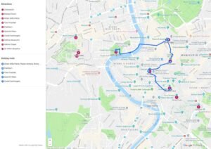 mappa di roma con percorso da termini alla fiera