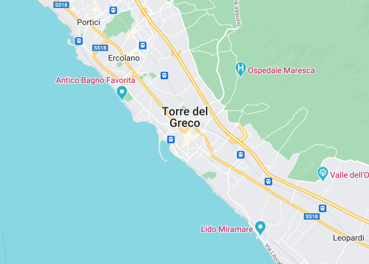 mappa panoramica di torre del greco con albergo
