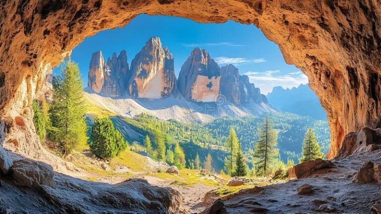 paesaggio panoramico con arco naturale di roccia