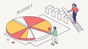 persona che pianifica budget con grafici colorati