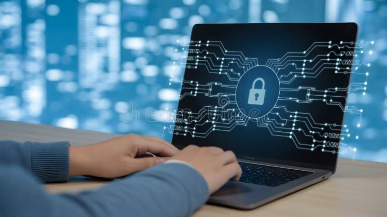 Come Accedere Al Sito Agos Area Clienti In Modo Sicuro E Veloce 2 persona che usa un laptop con lucchetto digitale