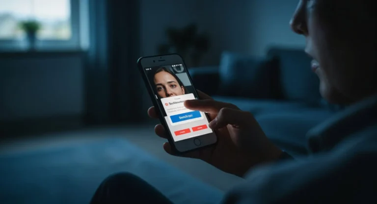 persona che utilizza smartphone per home banking