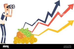 persona felice con soldi e grafici finanziari
