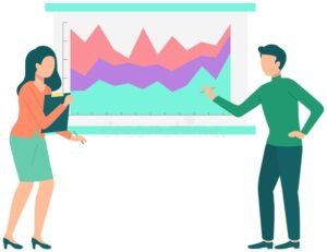 persone che discutono davanti a grafici finanziari