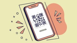 smartphone che scansiona codice qr luminoso
