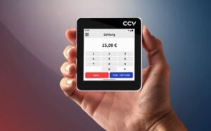 smartphone con app pos in uso commerciale