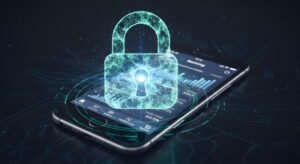 smartphone con lucchetto digitale su schermo