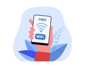 smartphone con segnale internet e icona wi fi