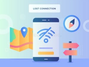 smartphone smarrito con mappa e bussola digitale
